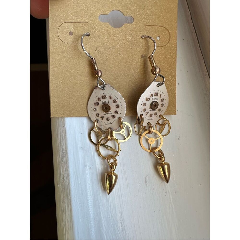 Steampunk clock earrings